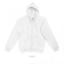 SUDADERA PROMOCIONAL UNISEX CON CAPUCHA Y CIERRE BLANCO MINIMO 100 PZAS.